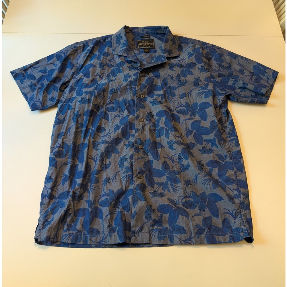 Jos A Bank Reserve‎ Floral Button Up Camp Hawaiian Shirt Short Sleeve Mens Large